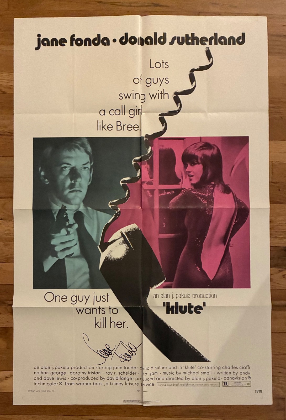 Jane Fonda Autographed Vintage Movie Poster 41×27 “Klute” Best Actress Oscar Win