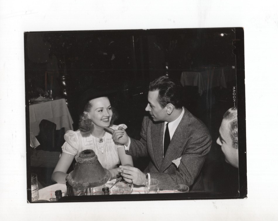 Betty Grable George Raft Ciro’s Candid Orig 1940s 4×5 Photo