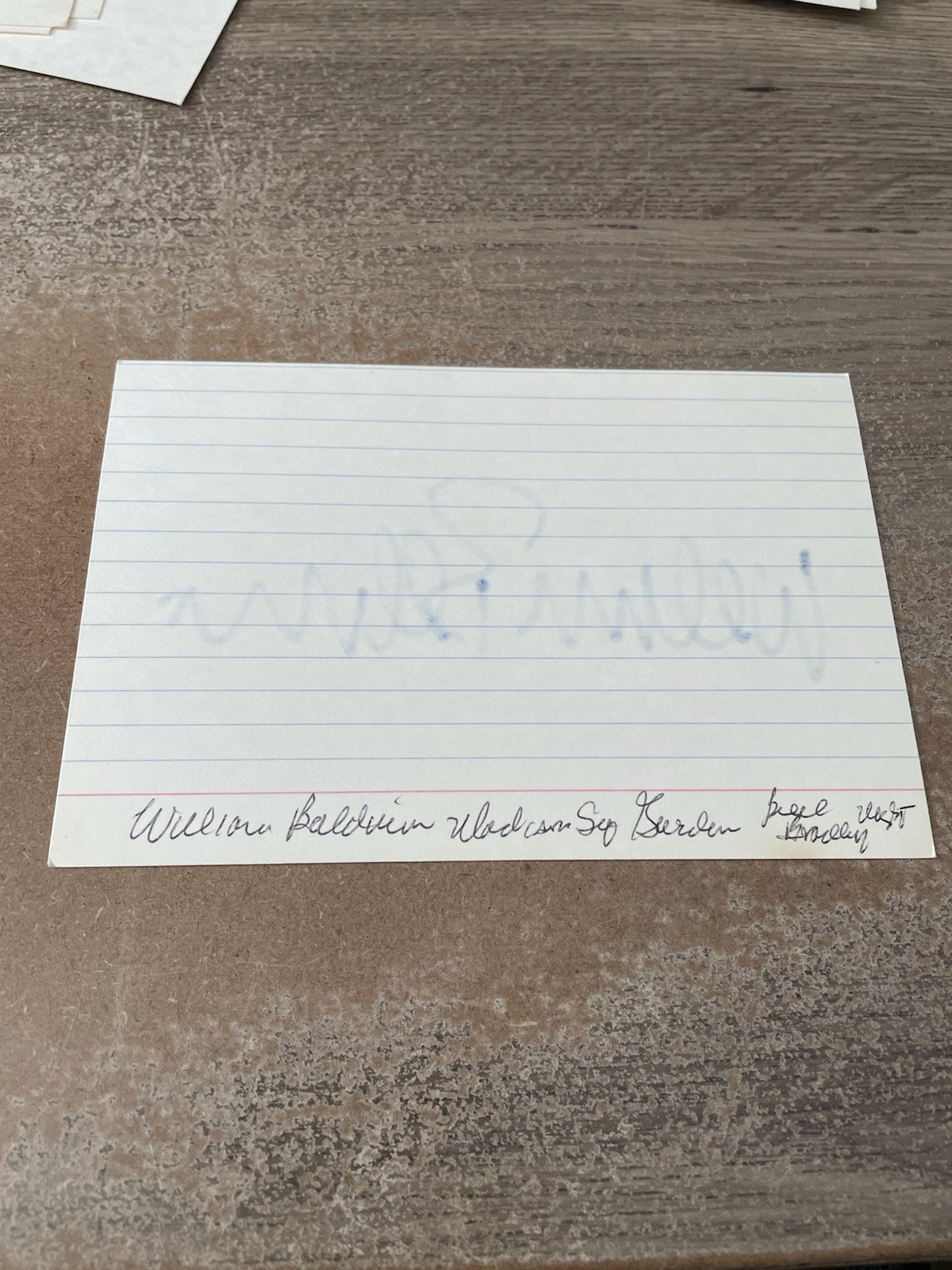 WILLIAM BALDWIN – BACKDRAFT – SLIVER – SIGNED 3 X 5 Index Card Autograph