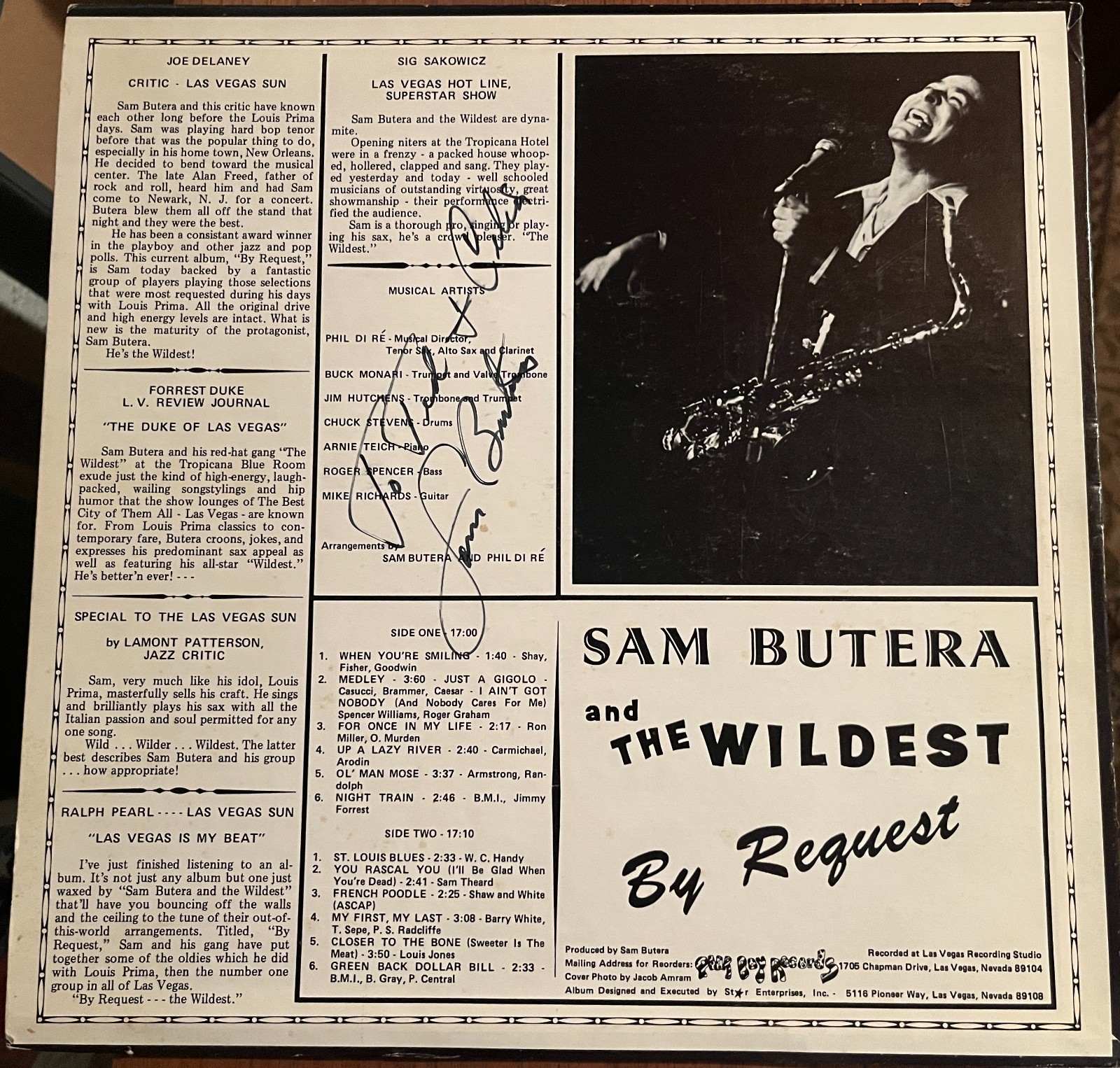 SAM BUTERA Signed BY REQUEST LP – LOUIS PRIMA interest