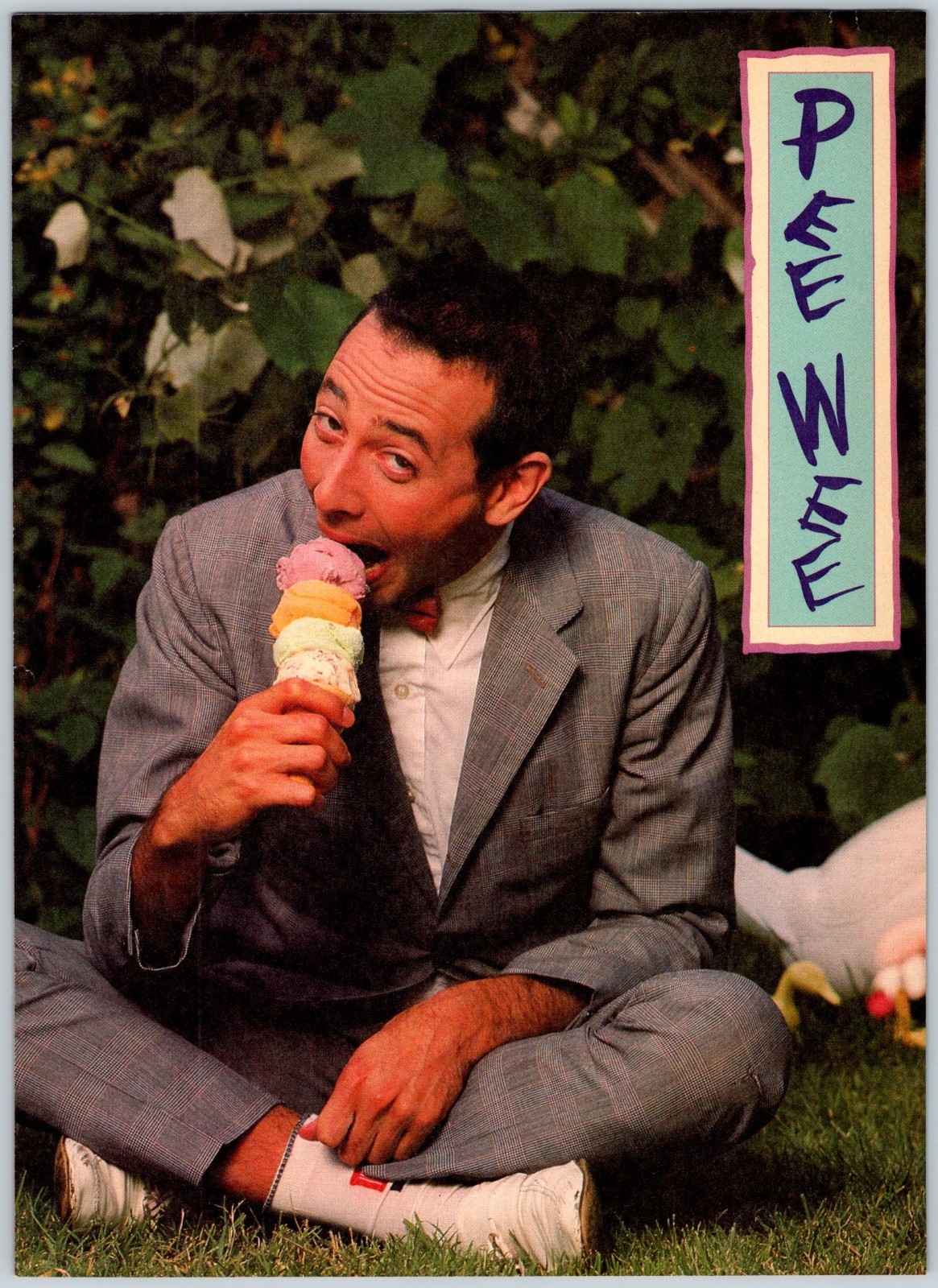 PEE WEE HERMAN EATING ICE CREAM 8″x11″ PINUP Vtg 1980’s Magazine Page Clip M763