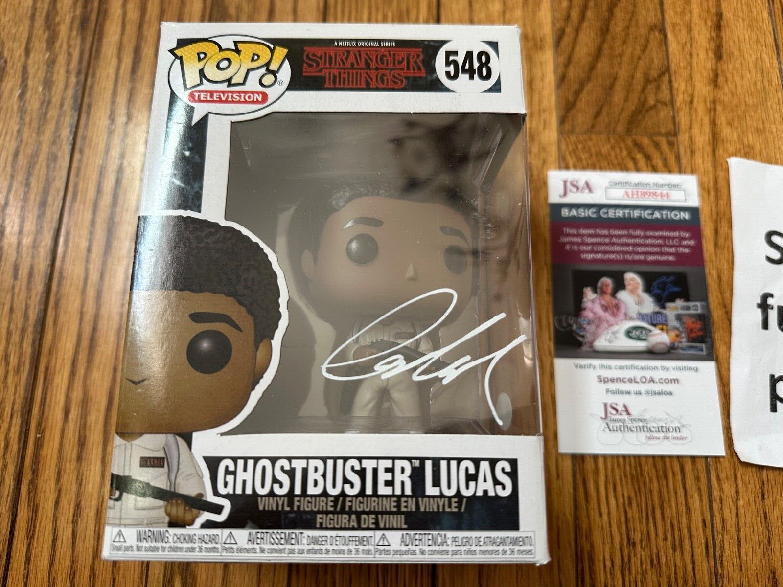 Funko Pop TV Stranger Things Ghostbuster Lucas #548 Caleb McLaughlin Signed JSA