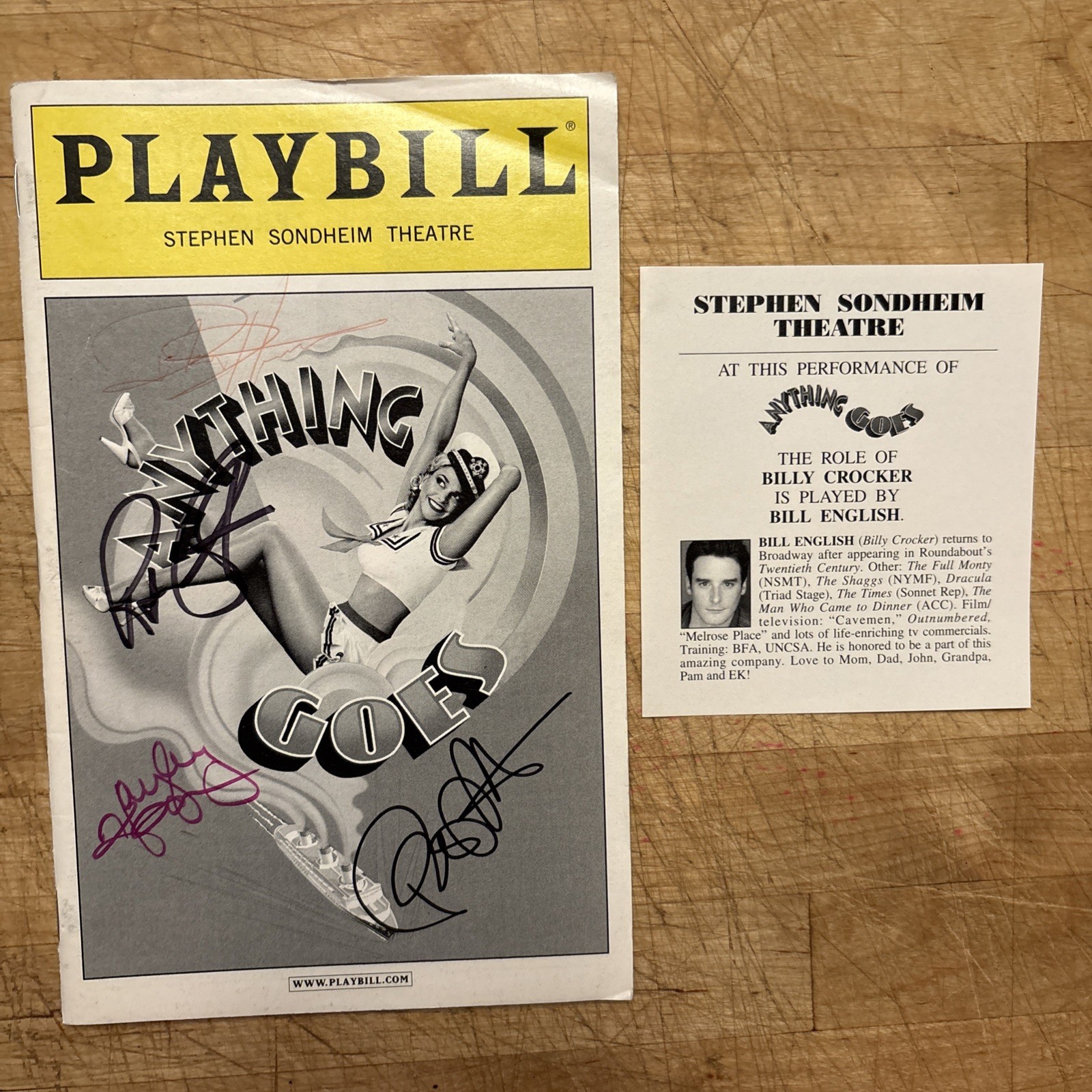 Autographed ANYTHING GOES Feb 2012 Broadway Playbill +! SIGNED At Stage Door!