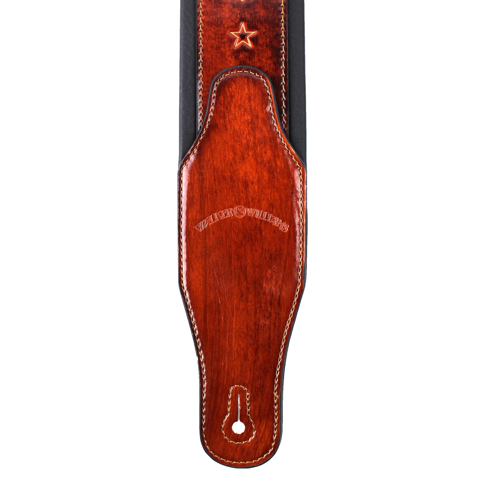 Walker And Williams GB-22 Bourbon Brown Padded Guitar Strap with Fleur De Lis…