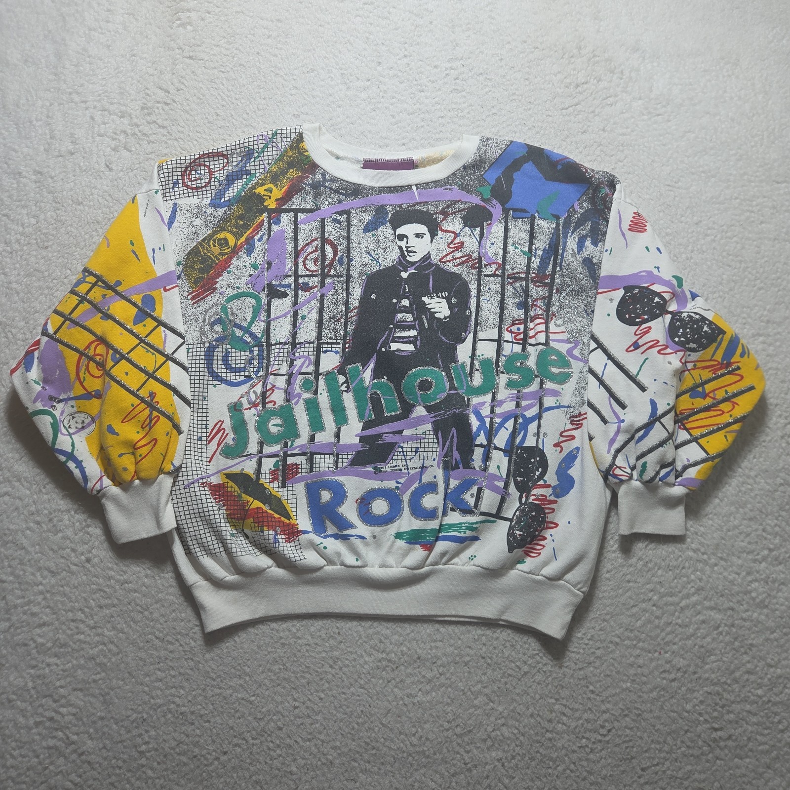 Vintage 80s Elvis Presley Sweatshirt Jailhouse Rock Original Liberty Flyer Sz L