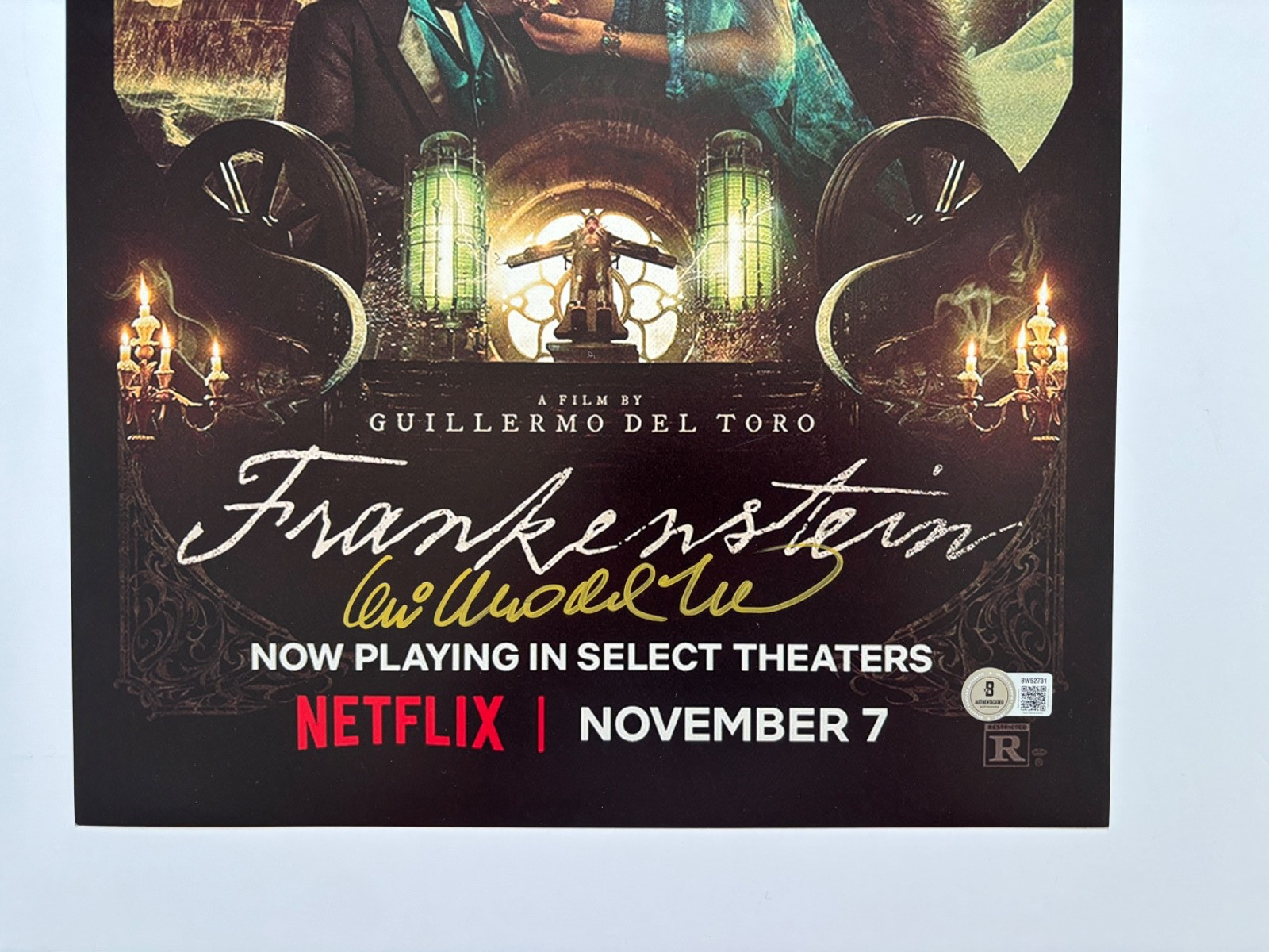 GUILLERMO DEL TORO SIGNED FRANKENSTEIN 12X18 MOVIE POSTER PHOTO DIRECTOR BAS