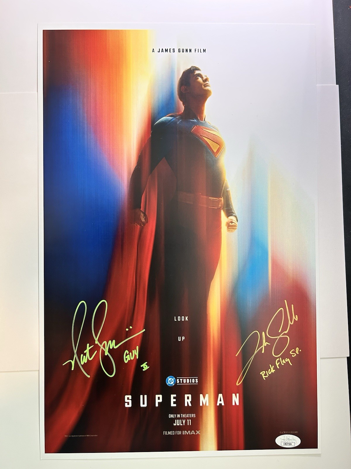 Frank Grillo & Nathan Fillion Signed 11×17 SUPERMAN DC poster photo JSA