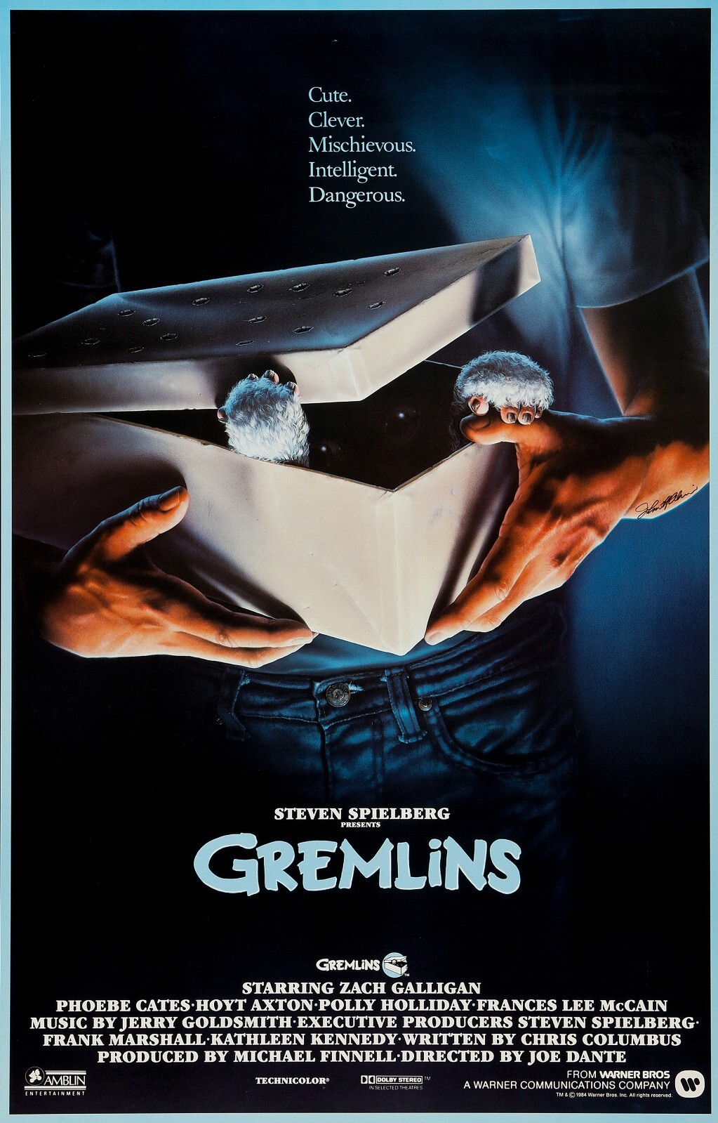 1984 Gremlins Movie Poster 11X17 Gizmo Billy Kate Howie Mandel Mogwai Stripe 🍿