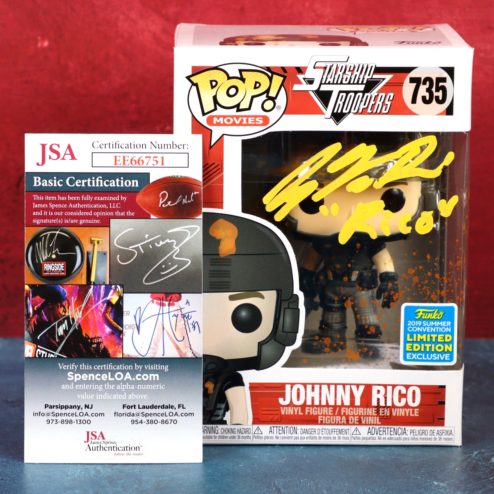 Casper Van Dien Starship Troopers Signed Funko 735 Rico SDCC JSA COA Protector