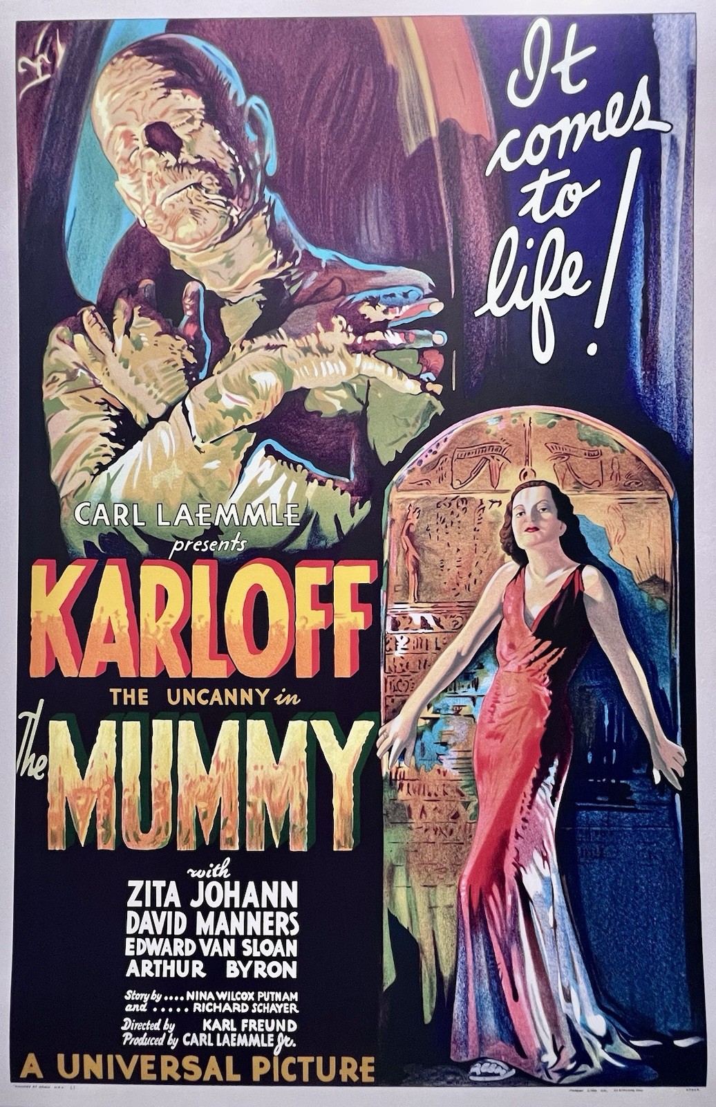THE MUMMY – KARLOFF – S2 HORROR MOVIE POSTER STONE LITHOGRAPH – LIMITED EDITION