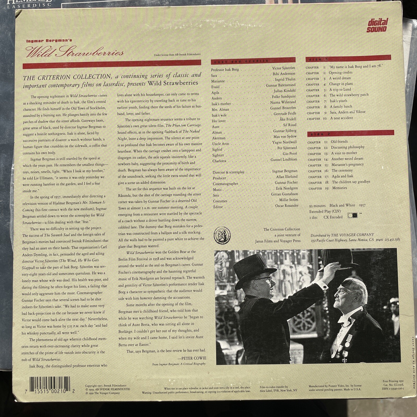 WILD STRAWBERRIES ~ INGMAR BERGMAN 1991 CRITERION LASERDISC (12″)
