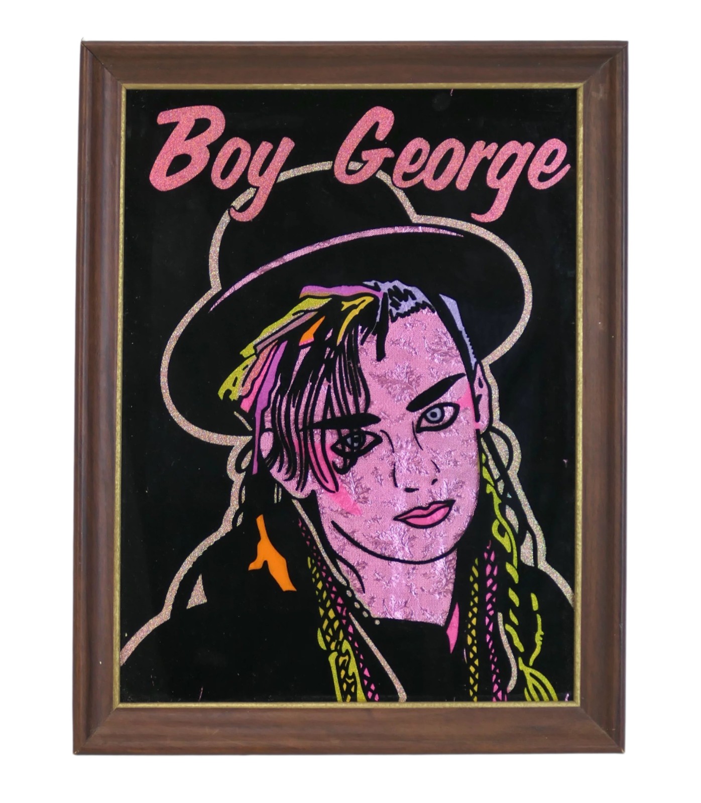 BOY GEORGE – Framed Art Glass Portrait, ca. 1980s