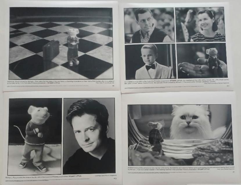LOT OF 8 STUART LITTLE 1999 PROMO 8″x10″ B&W PHOTOS GEENA DAVIS HUGH LAURIE