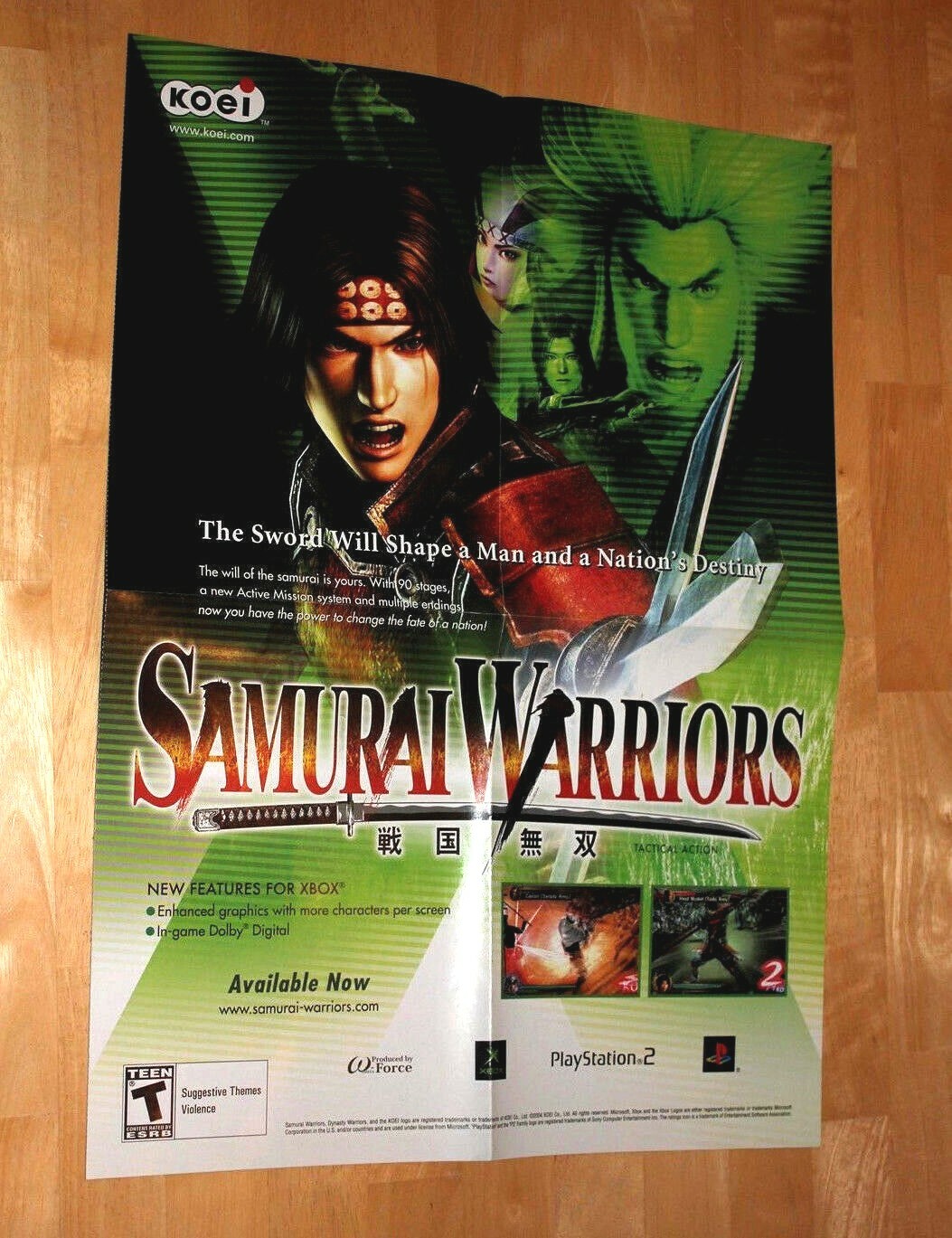Samurai Warriors Official Marketing Promo Poster Xbox PS2 Koei 20×14 Authentic