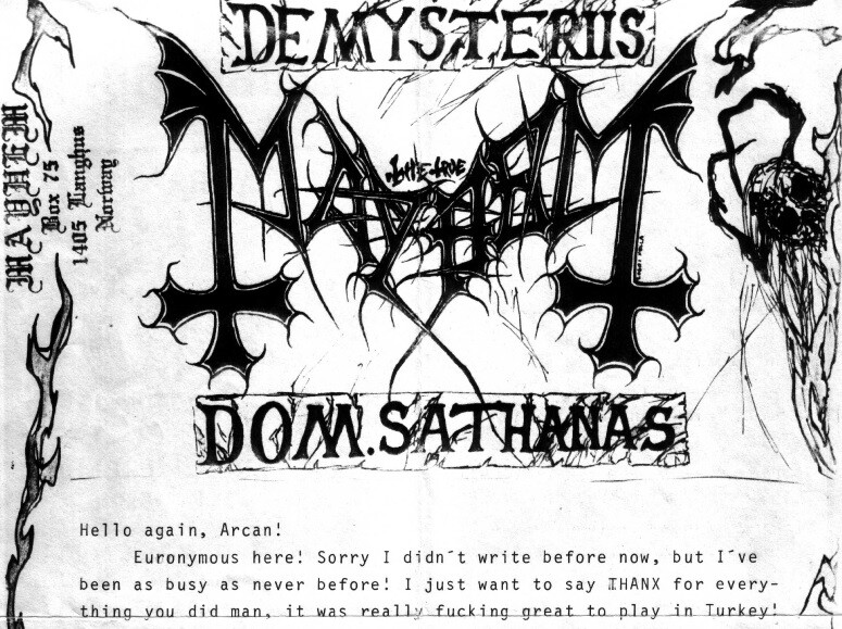 Photocopy of LETTERS by Euronymous + 3 PHOTOS developed from negatives MAYHEM 90