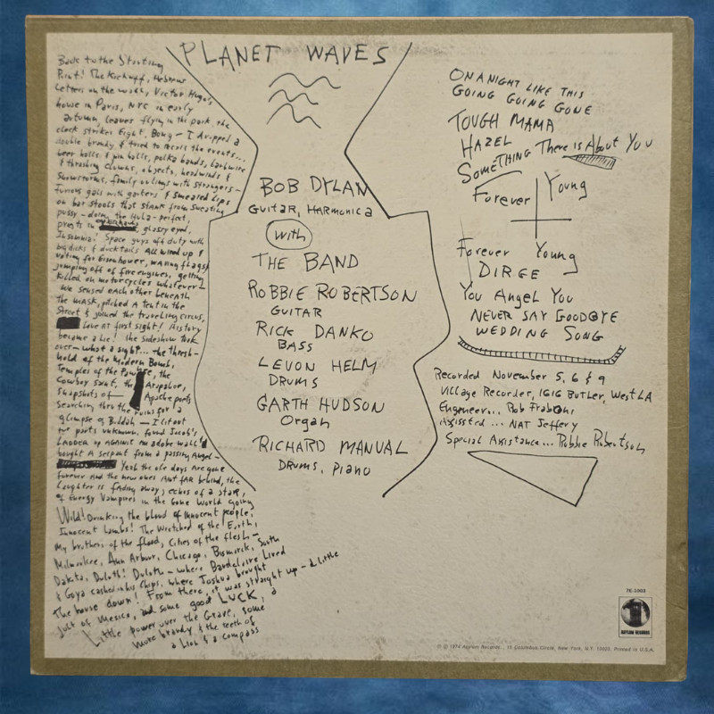Bob Dylan – signed vinyl record – Planet Waves