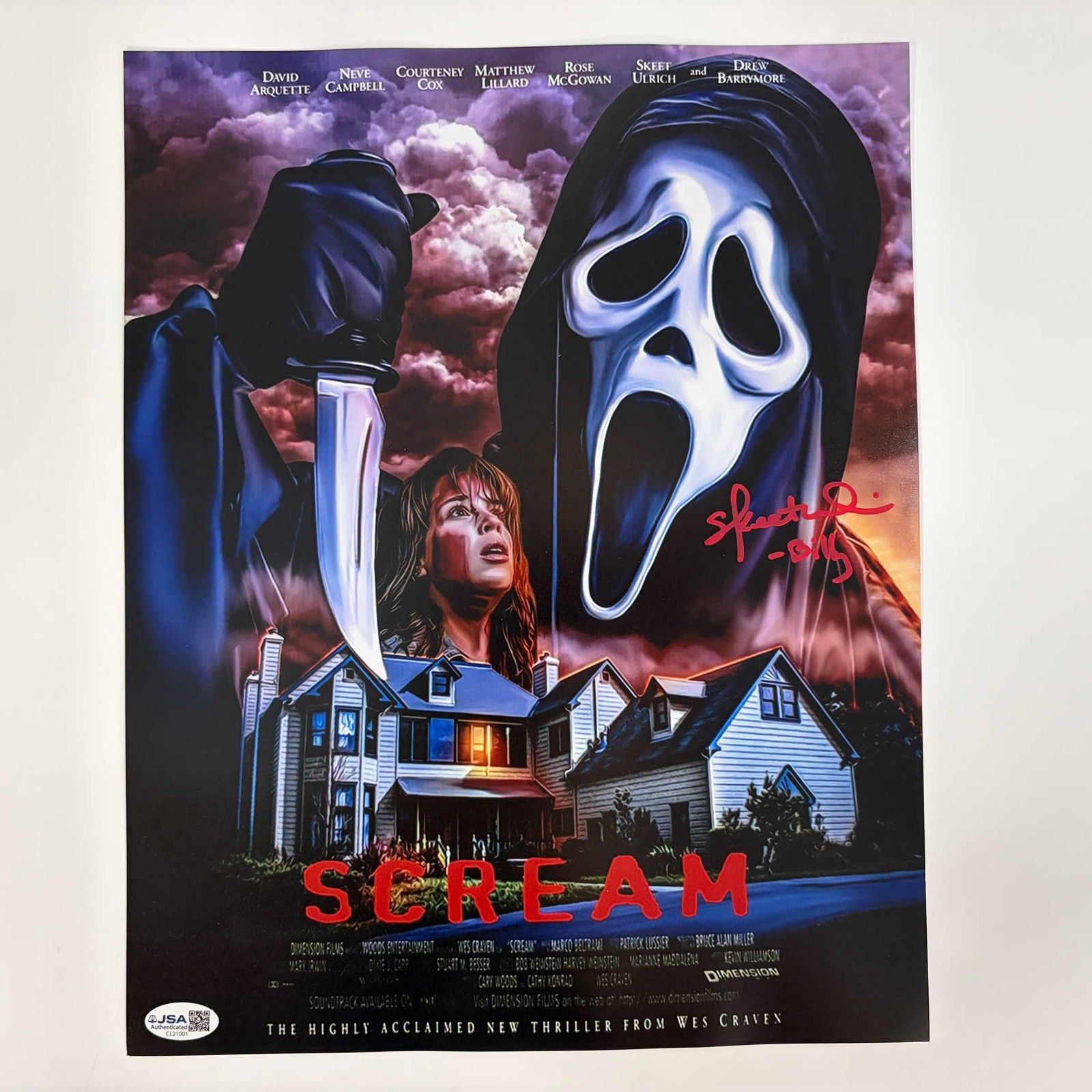 Autographed/Signed Skeet Ulrich Billy Scream 11×14 Movie Poster Photo JSA COA
