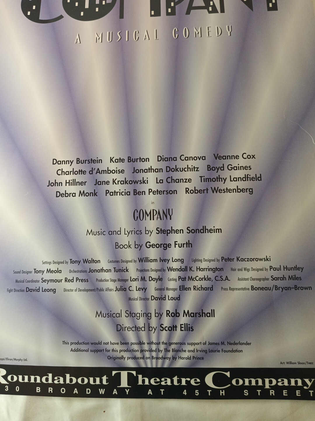 Company A Musical Comedy Window Card Poster Roundabout Theatre Co