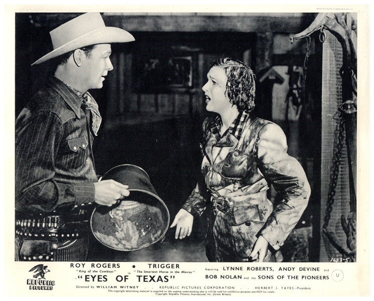 Eyes of Texas Original Lobby Card 1948 Western Roy Rogers Lynne Roberts all wet