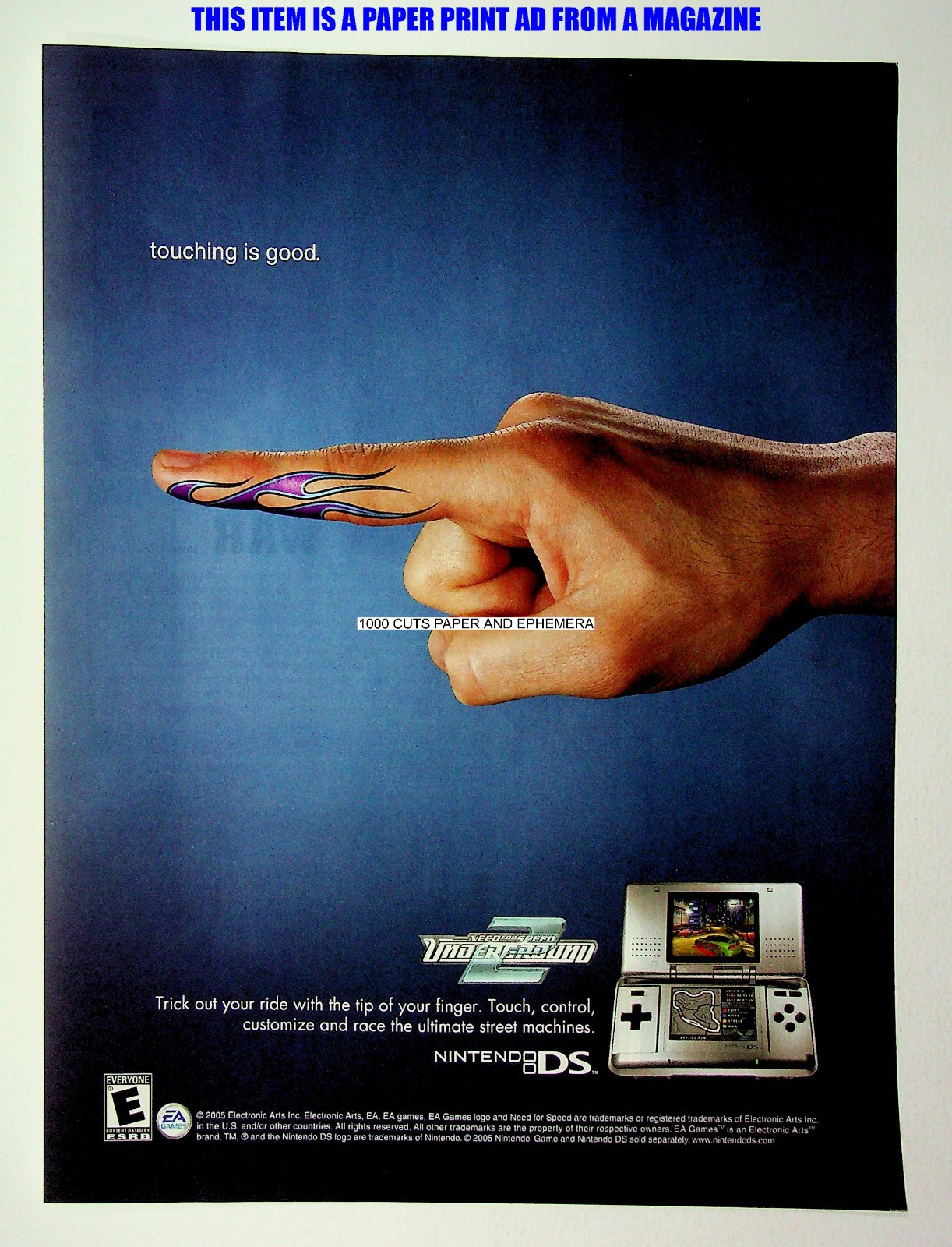 Need For Speed Underground 2 EA Games DS 2005 Print Magazine Ad Poster ADVERT