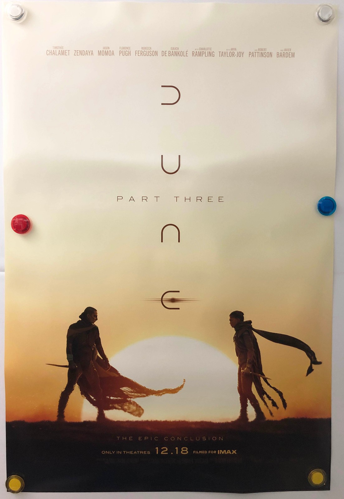 DUNE PART THREE Original DS Double Sided 27×40 Movie Poster Timothee Chalamet