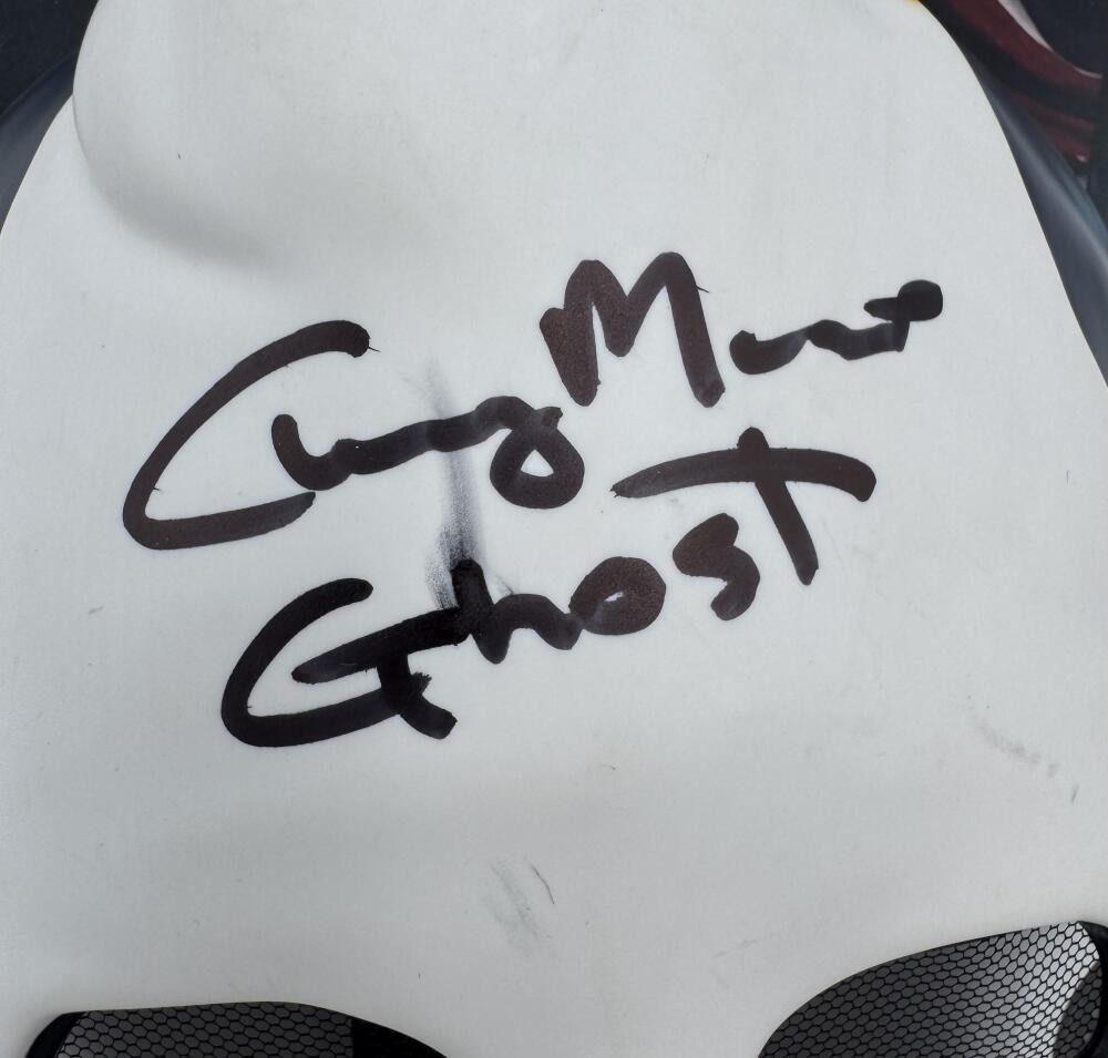 CHANEY MORROW SIGNED HAUNT FULL SIZE GHOST MASK TOTS LICENSED AUTOGRAPH BAS 161
