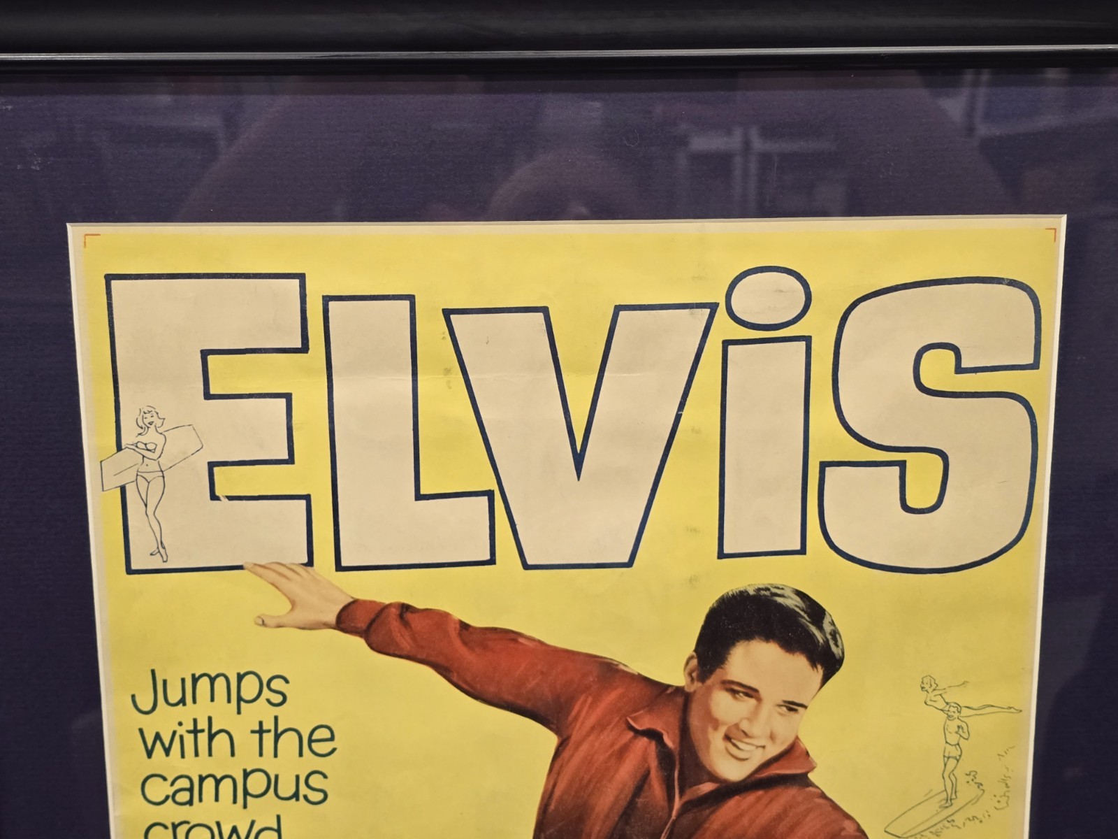Elvis Presley – Girl Happy ORIGINAL One Sheet Movie Poster * FRAMED 43×21 *NICE!