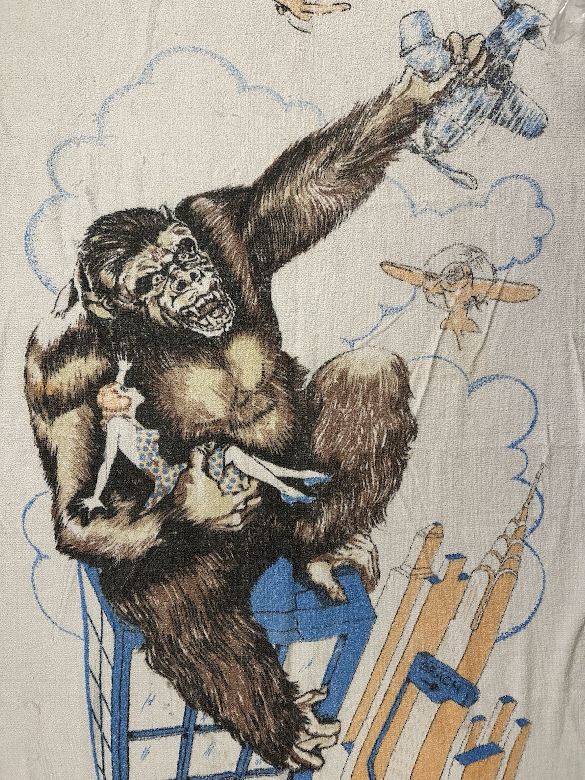 Vintage Large 1970’s King Kong Beach Towel Fringe 48″x30″ Very Rare!