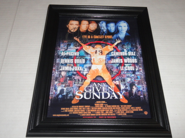 OLIVER STONE SIGNED FRAMED “ANY GIVEN SUNDAY” 8.5X11 MOVIE POSTER AUTOGRAPHED