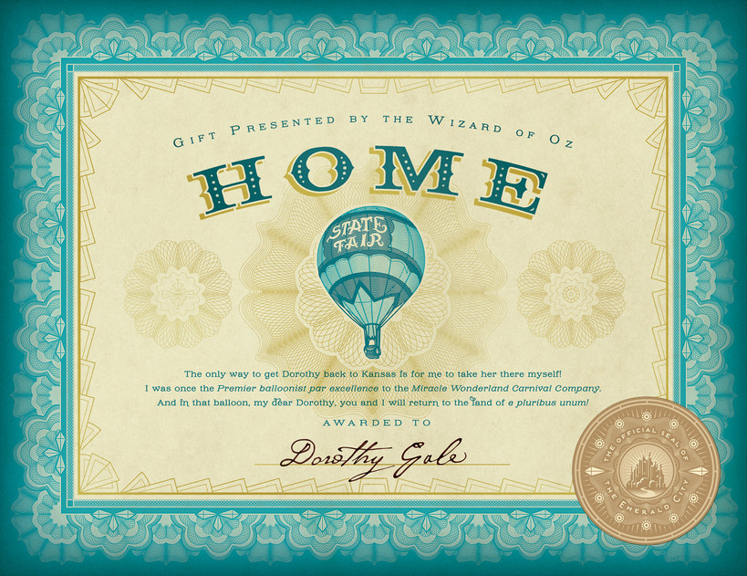 Wizard Of Oz Emerald City Dorothy Gale Home Certificate Kansas Prop/Replica