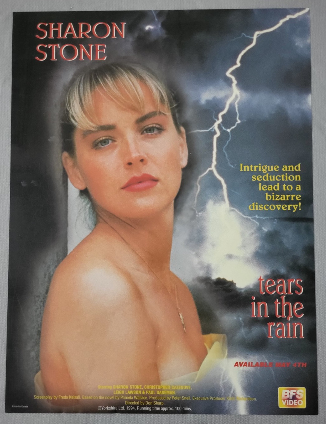 Tears In The Rain 1988 Movie Poster 17×23 Sharon Stone Romance War