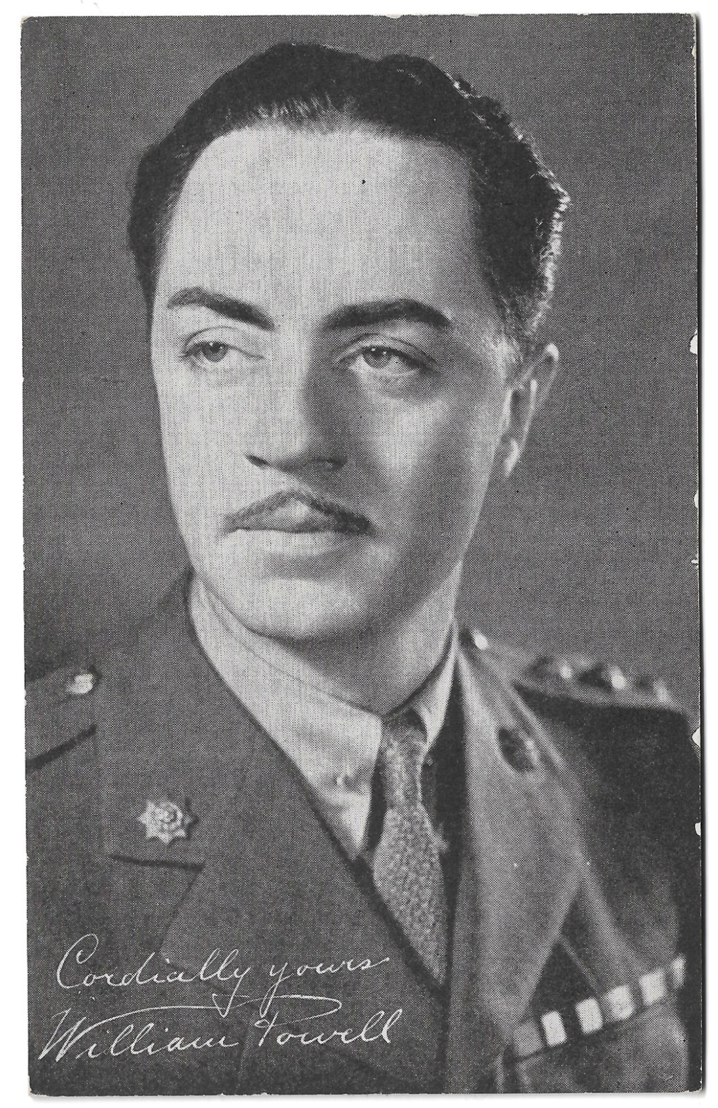 William Powell Movie Star in Uniform 1930s-1940s Arcade Card App 5.5×3.5 Inches