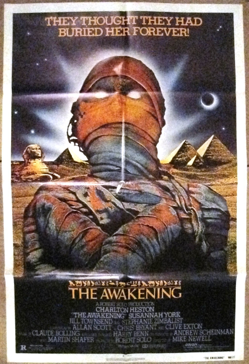 THE AWAKENING FOLDED ONE SHEET POSTER (1980) 1980’S HORROR, CHARLTON HESTON