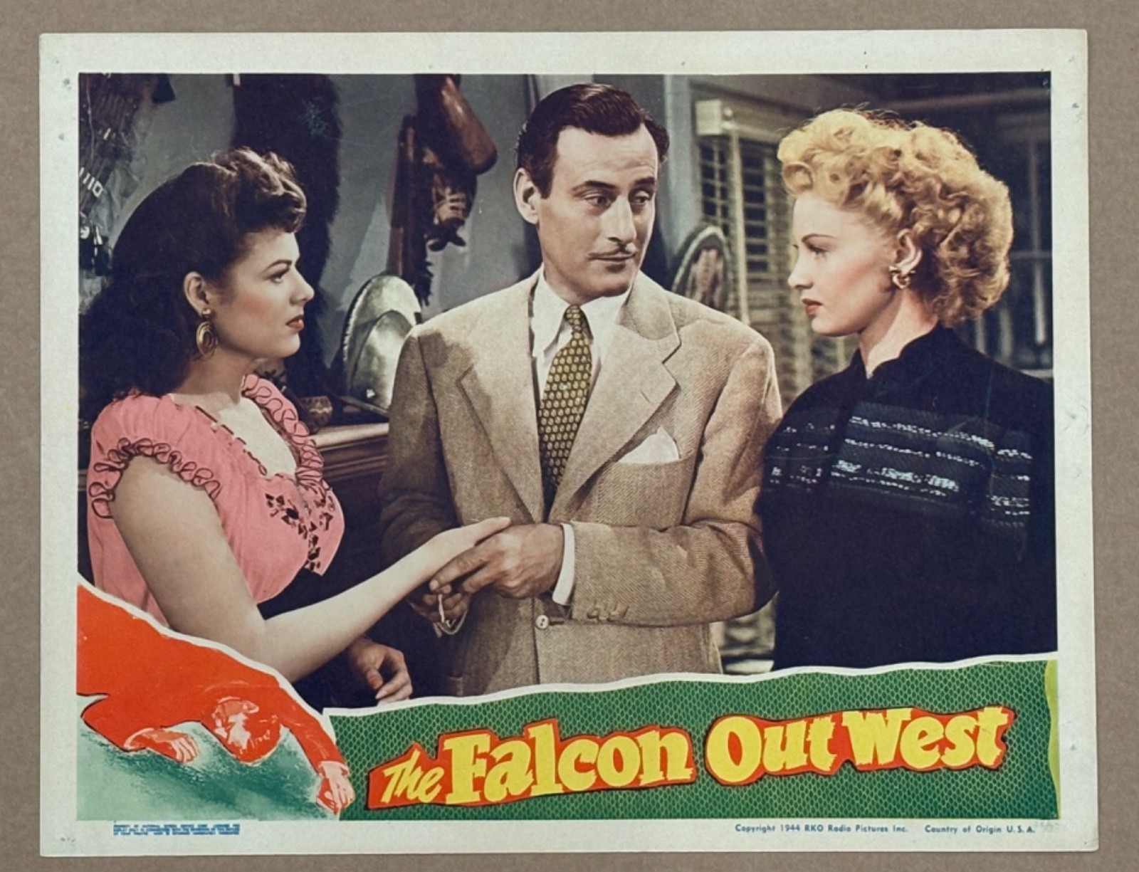 THE FALCON OUT WEST ‘44 TOM CONWAY HOLDS PRETTY BARBARA HALE’S HAND LC