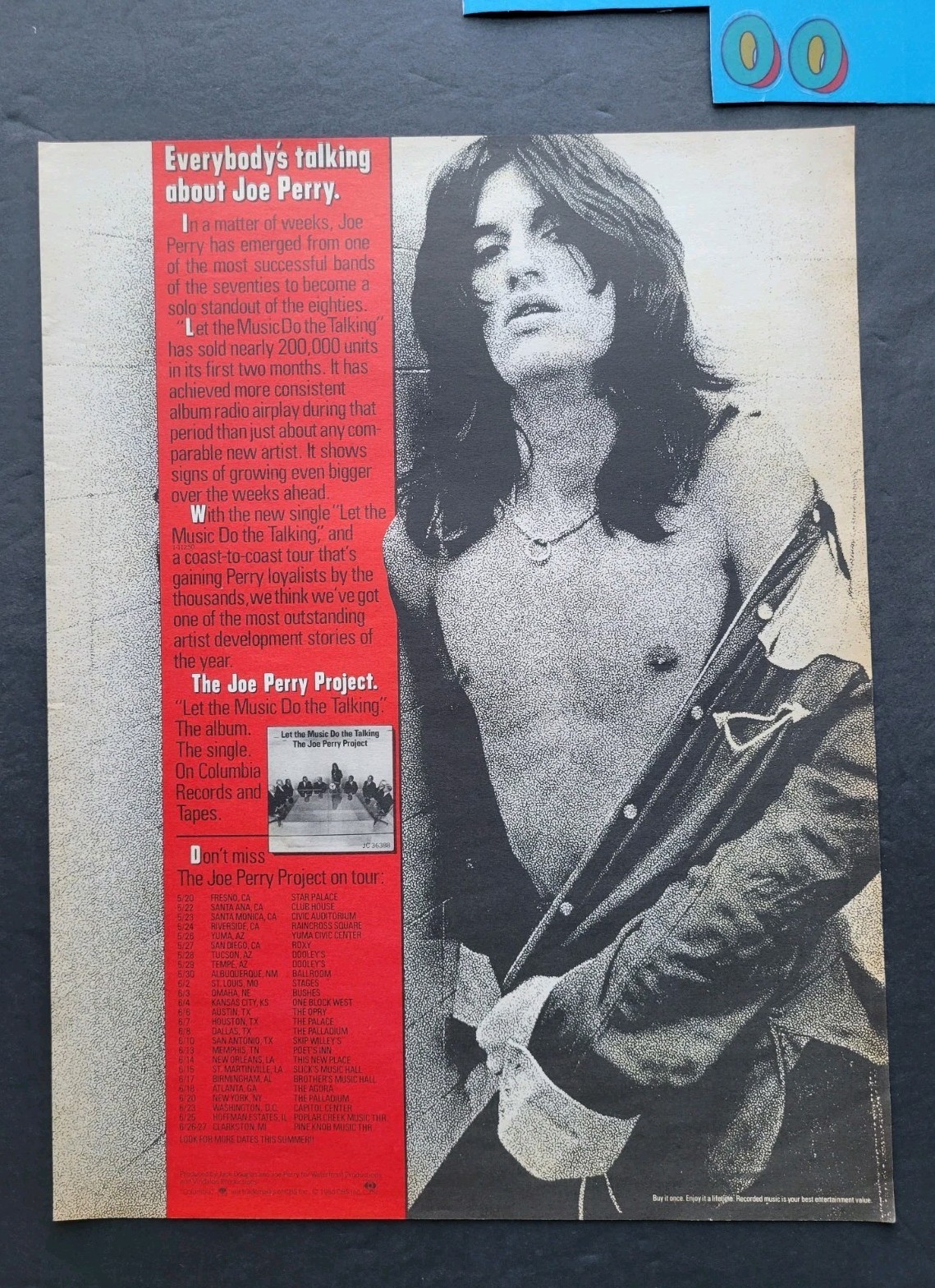 Joe Perry Project Let The Music Do The Talking Album & Tour Promo Print Ad 1980