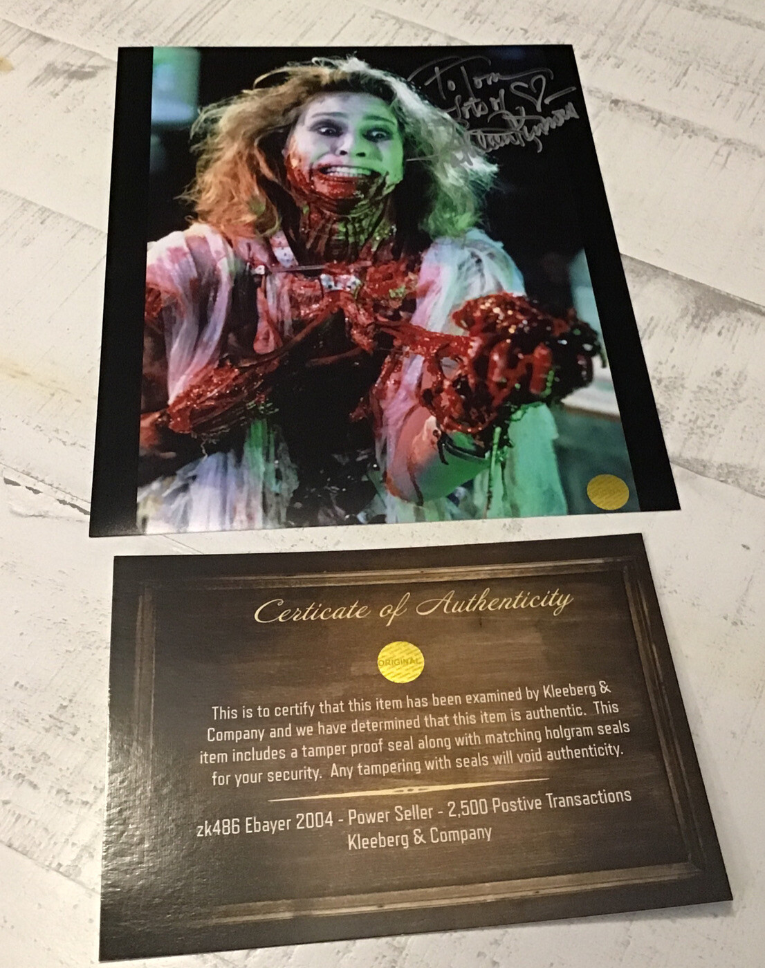 Autograph Re Animators 2 Kathleen Kinmont 8×10 COA Horror Classic Zombie
