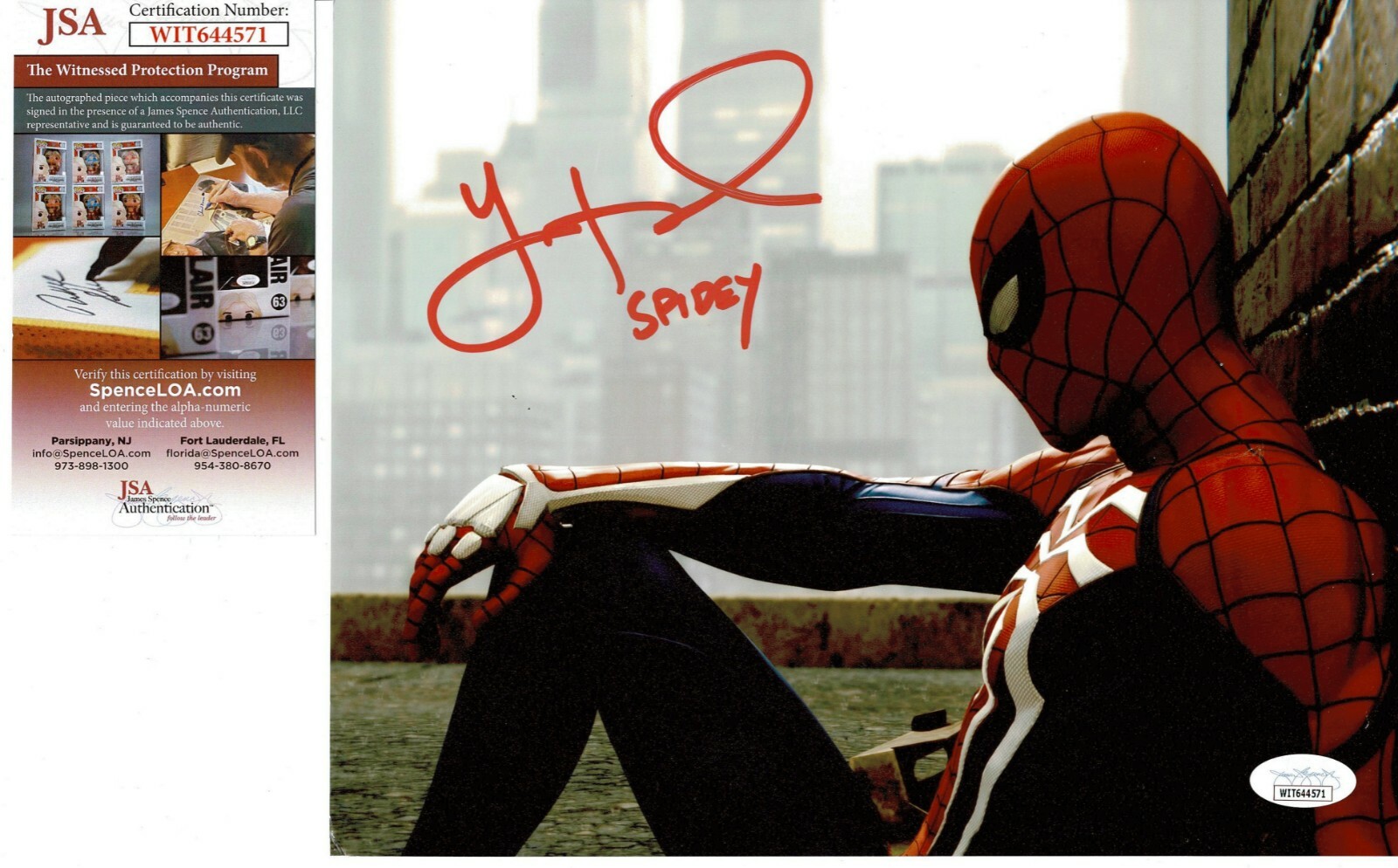 YURI LOWENTHAL as SPIDERMAN SIGNED 8X10 PHOTO “VOICE ACTOR” JSA COA