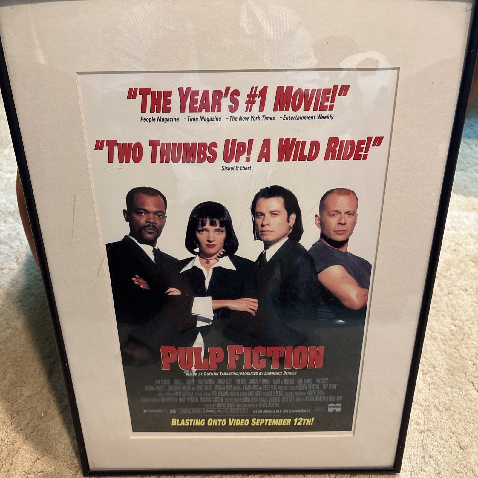 Rare Promo VTG Pulp Fiction Video Store Original 16×22″ Quentin Tarantino Framed