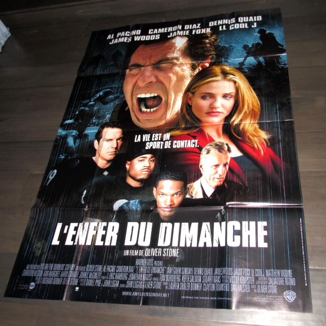 ANY GIVEN SUNDAY PACINO FOXX DIAZ LL MOVIE POSTER FRENCH GRANDE 46″ x 61″ NFL