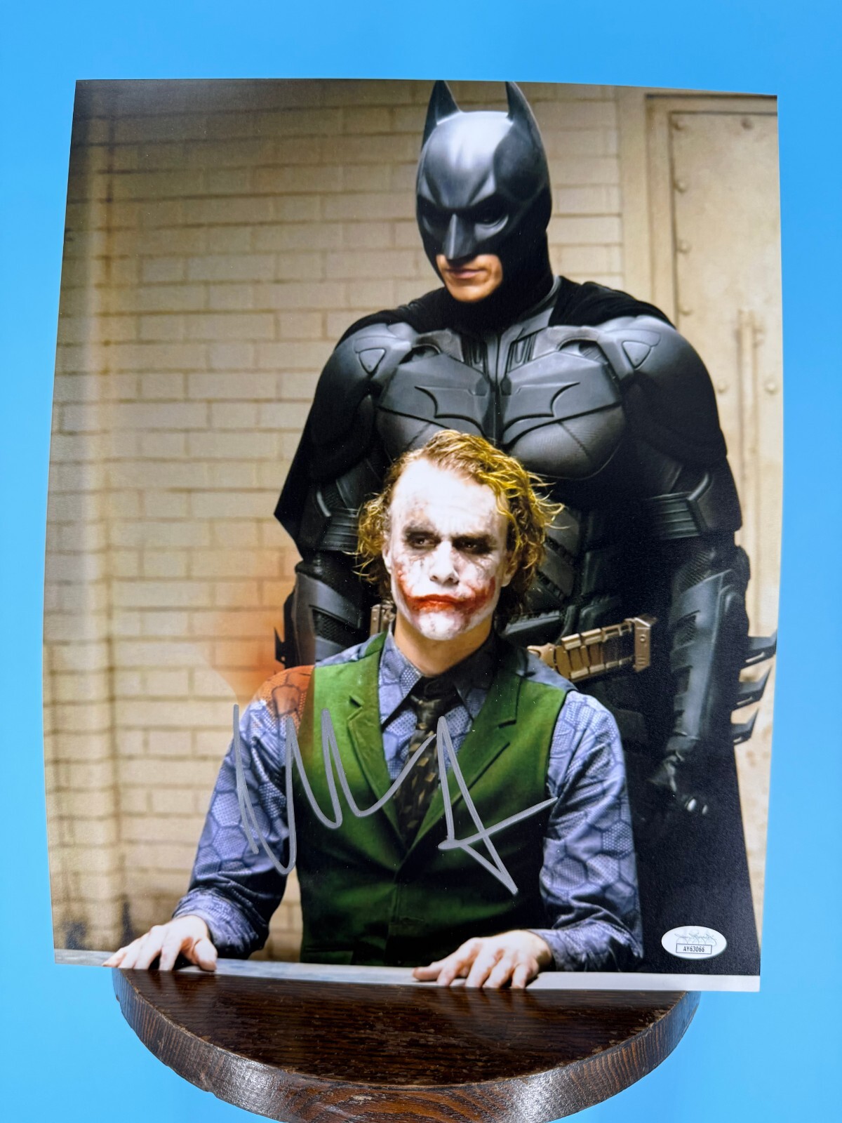 Batman Christian Bale Signed Dark Knight Heath Ledger 11 X 14 JSA Authenticated