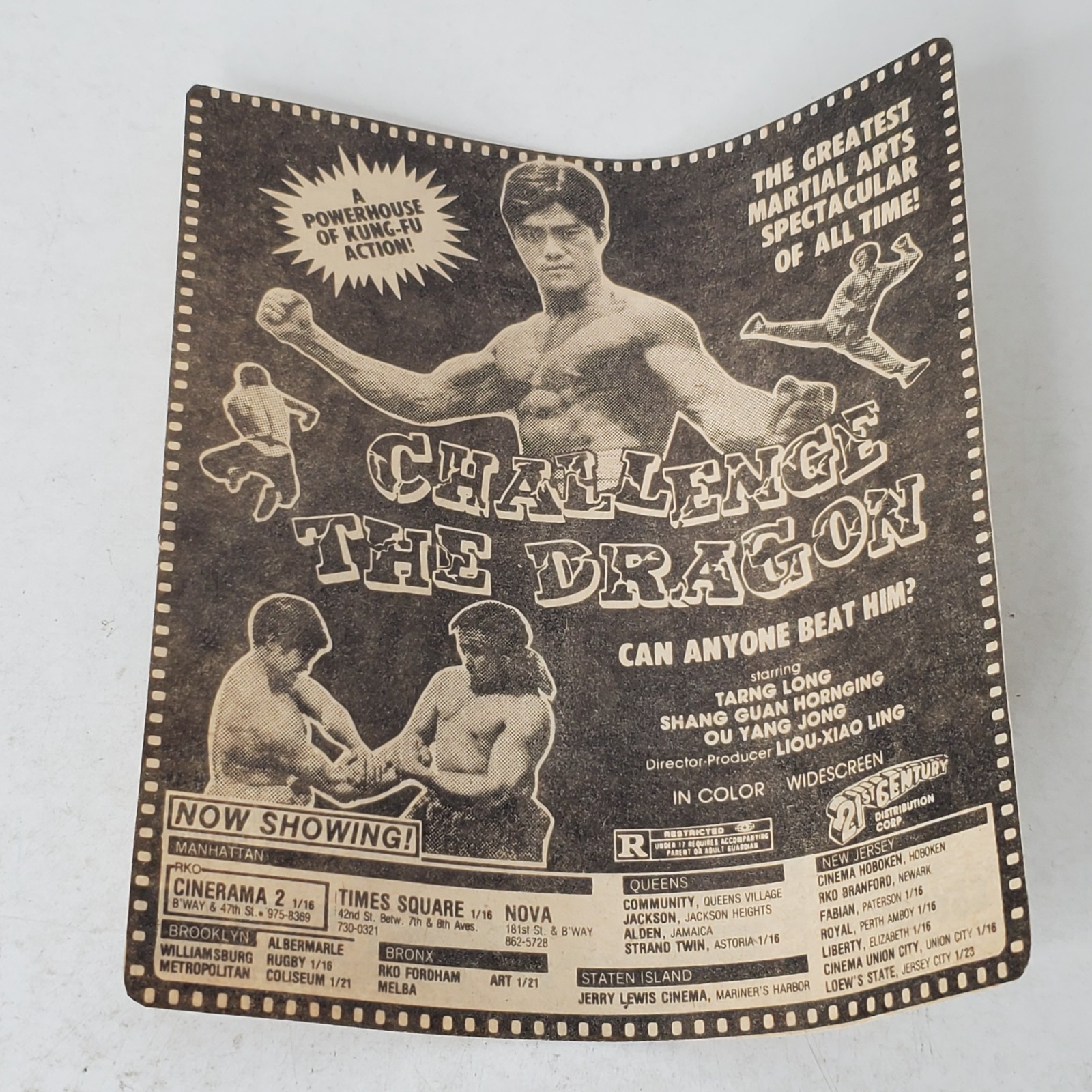 Vintage CHALLENGE THE DRAGON Movie Ad Flyer 1970s Kung Fu Martial Arts Action