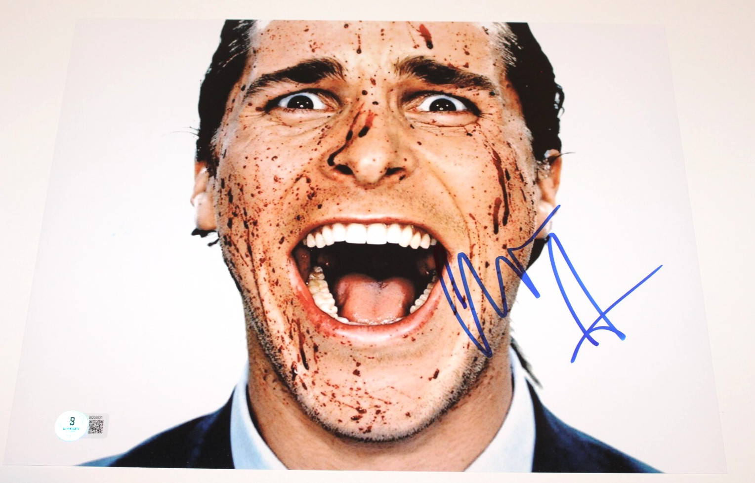 CHRISTIAN BALE SIGNED ‘AMERICAN PSYCHO’ 11×14 MOVIE PHOTO BATEMAN 2 BECKETT COA