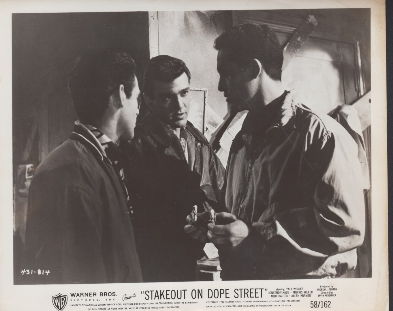 Stakeout on Dope Street 1958 8×10 black & white movie photo #814