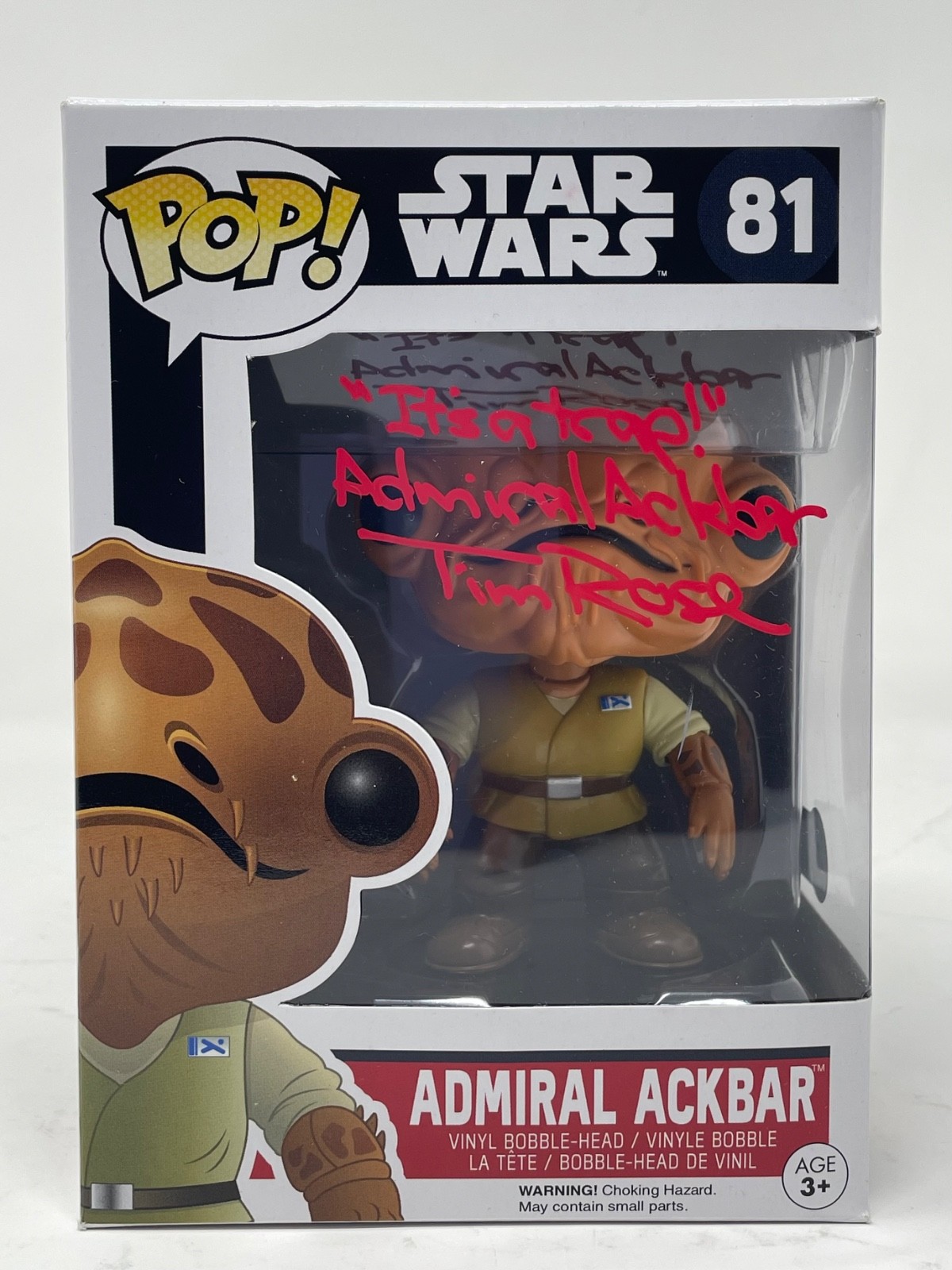 Tim Rose Signed Star Wars Admiral Ackbar Funko Pop #81 It’s A Trap Quote Beckett
