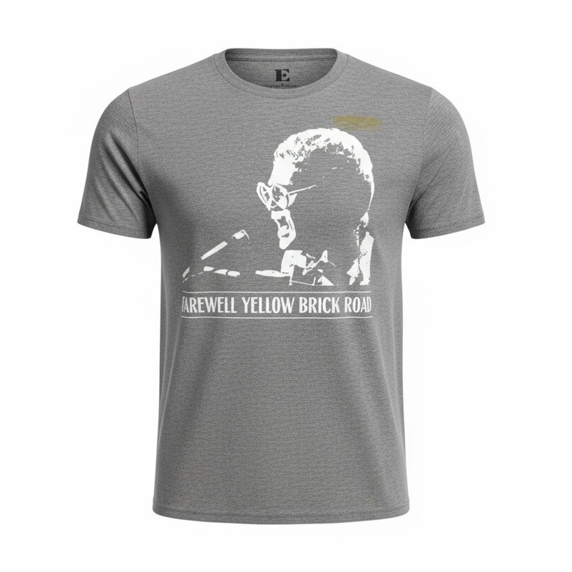 ELTON JOHN Farewell Yellow Brick Road 2018 T Shirt Medium Gray