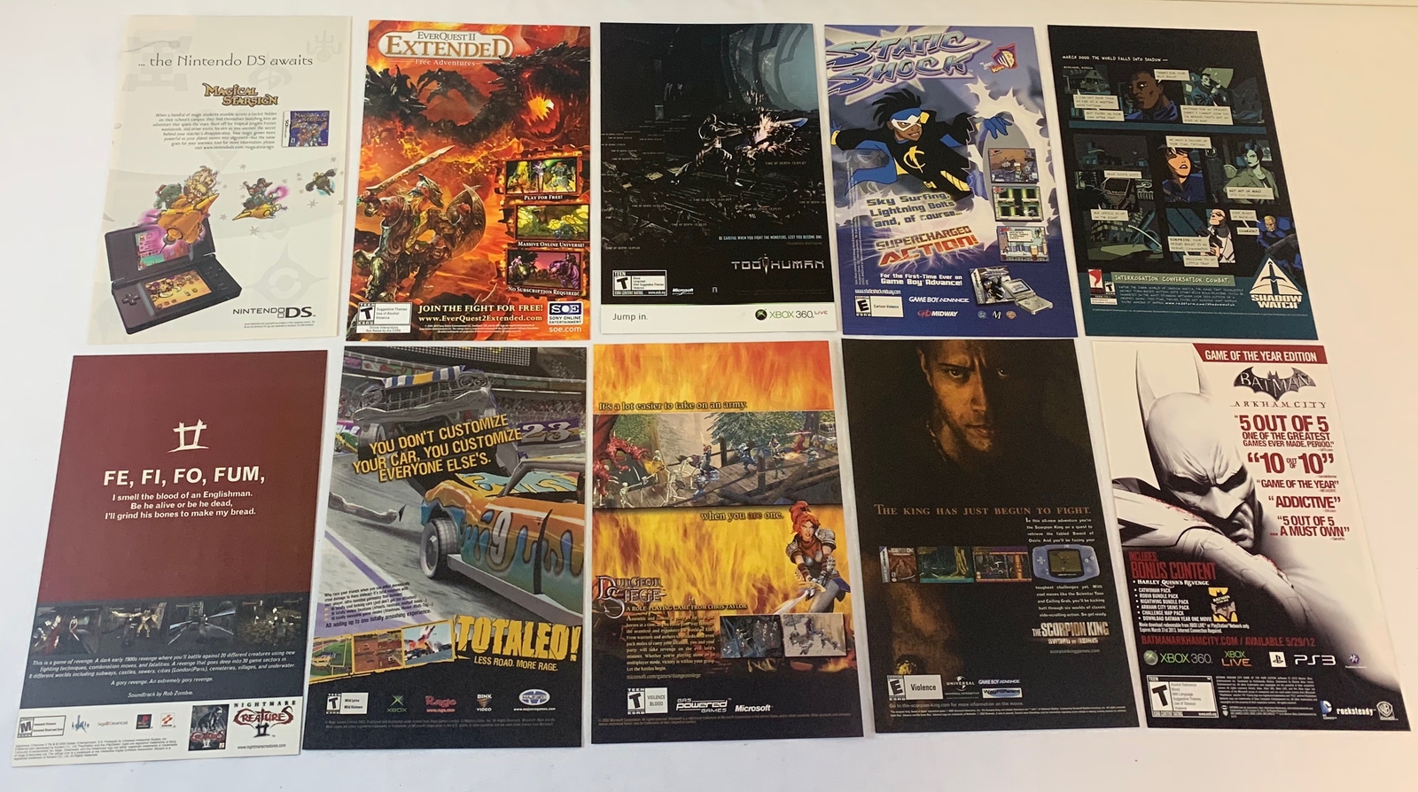 lot of ten 2000s VIDEO GAME ADS~Magical Starsign,EverQuest,Static Shock, more