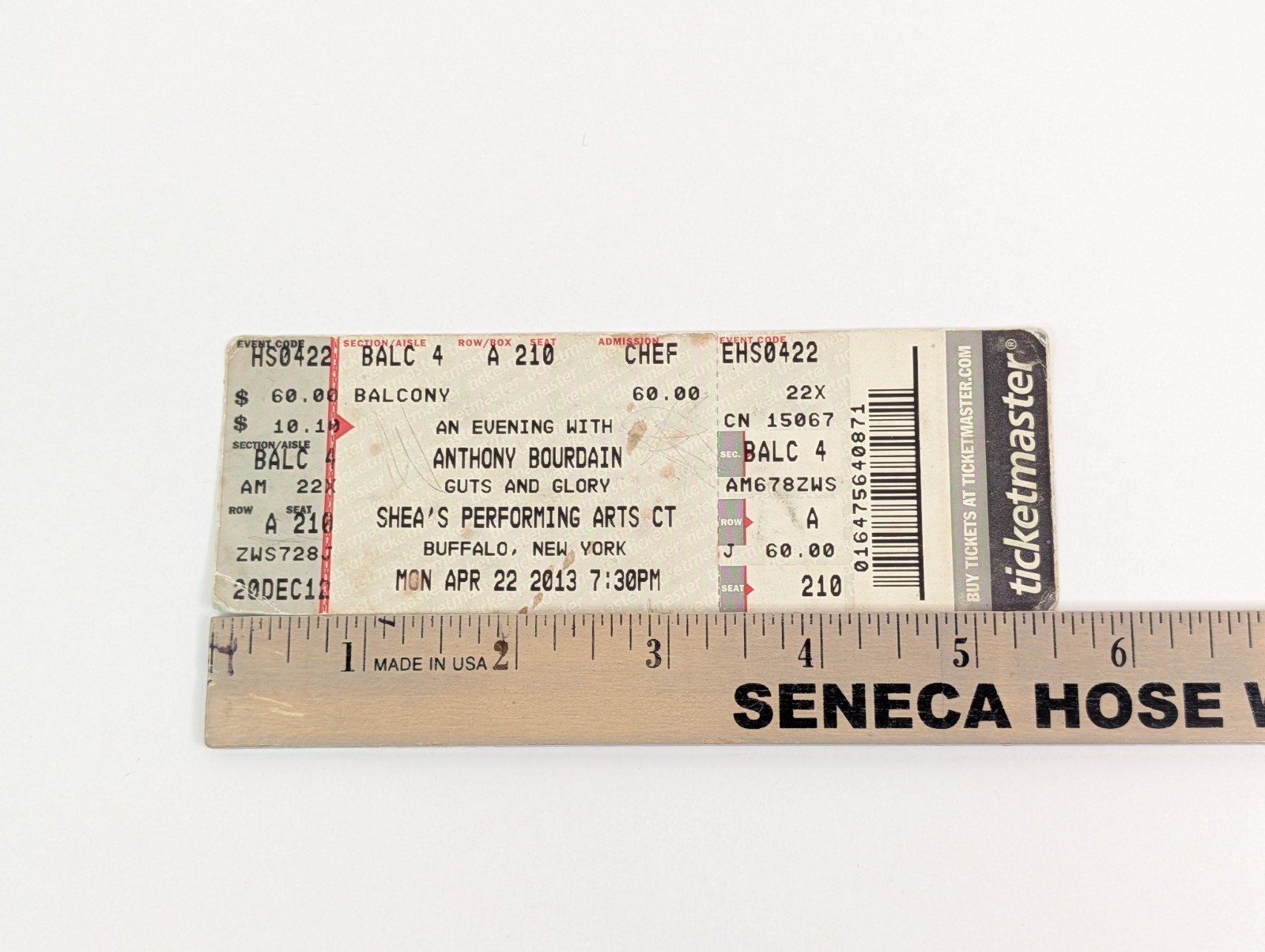 Anthony Bourdain Concert Ticket Shea’s Performing Arts Center Buffalo 2013