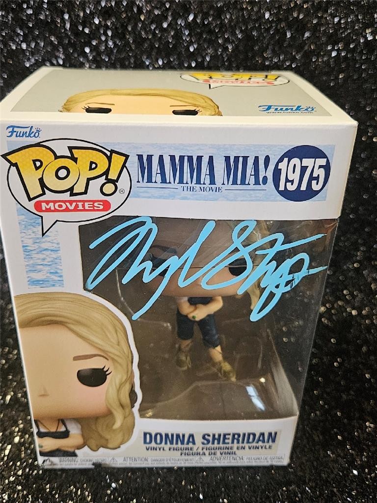 MERYL STREEP HAND SIGNED AUTOGRAPHED FUNKO POP! MAMMA MIA DONNA SERIDAN 1975 COA