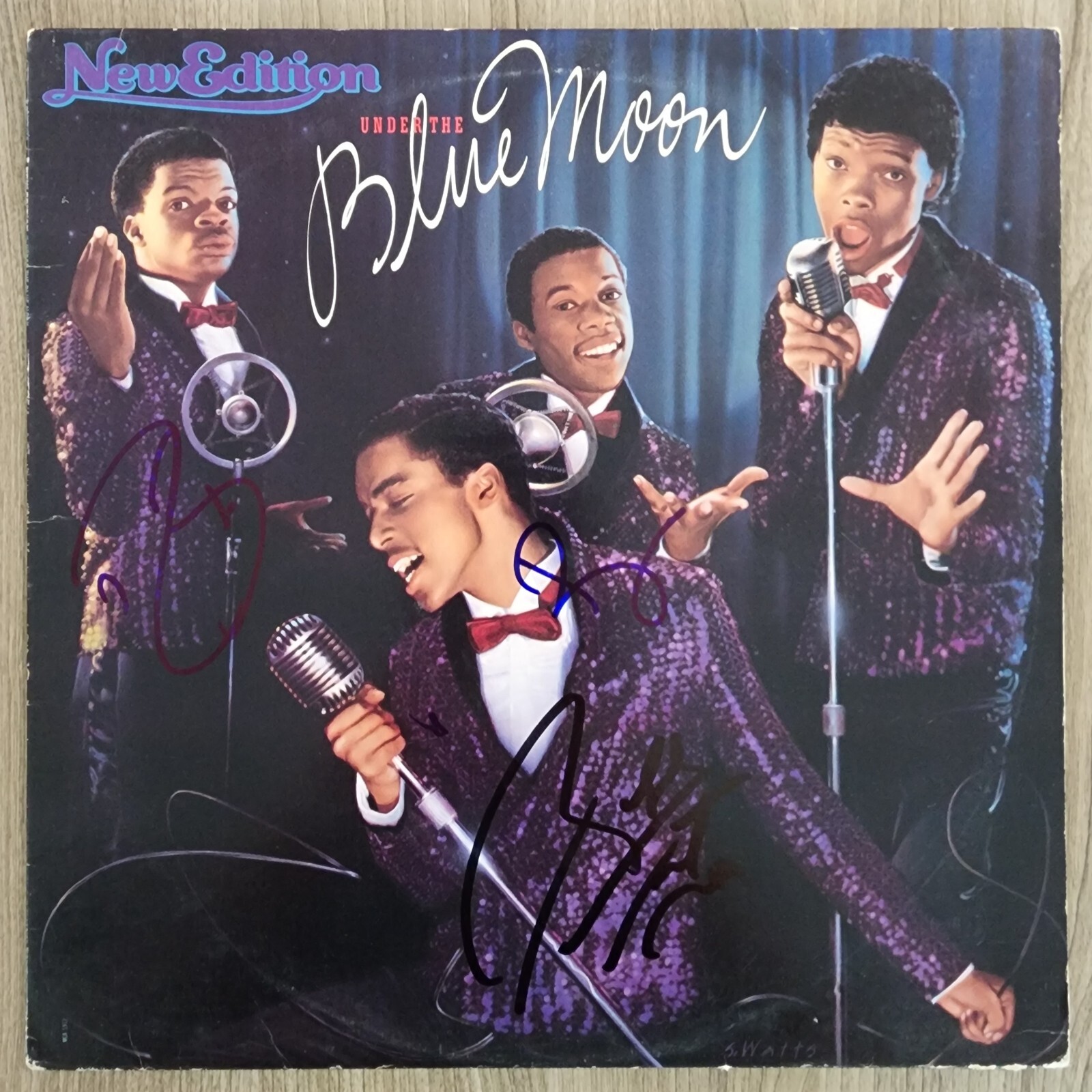 Ralph Tresvant & Bivins +1 Signed New Edition – Blue Moon Vinyl Record LP RAD