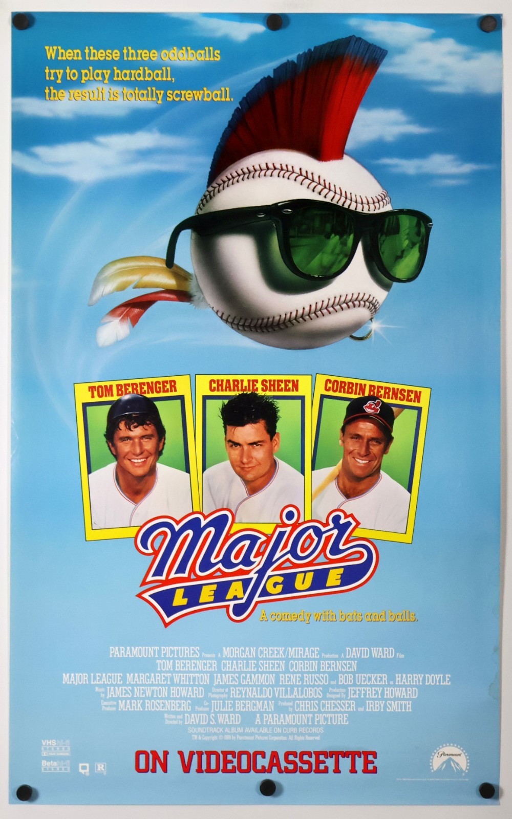 Major League – original movie poster Video release – 1989 ROLLED – EX